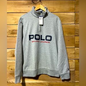 Polo Ralph Lauren Quarter Zip Spell out Sweatshirt Gray NWT Men’s Large